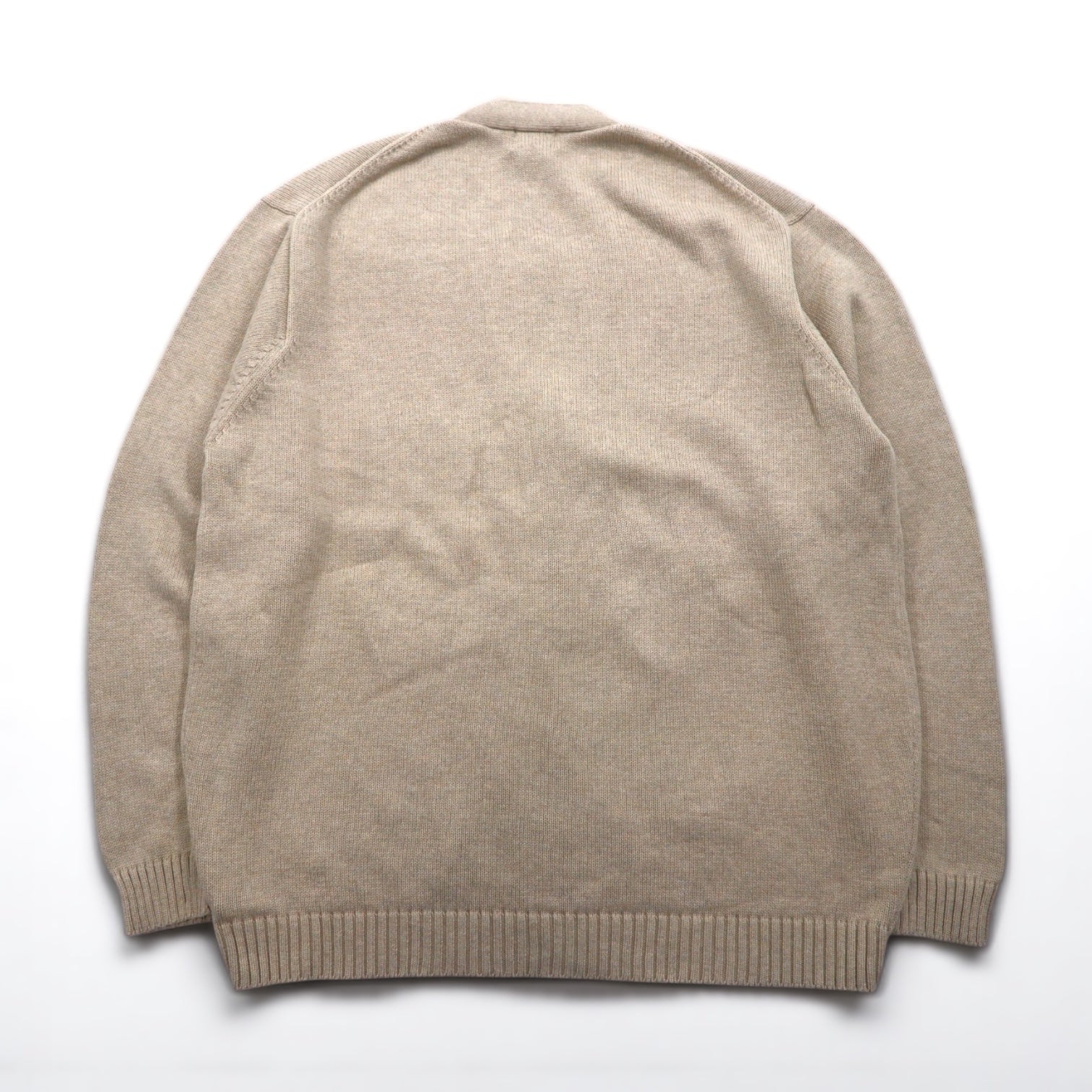 L.L.Bean 90年代 ニット カーディガン 2XL ベージュ コットン Vネック KU39