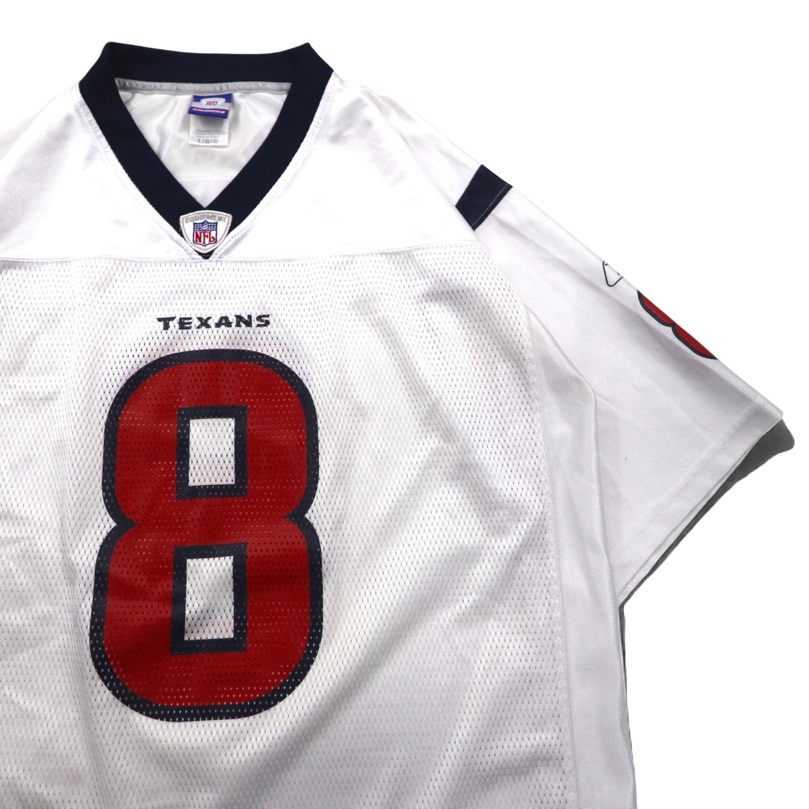 reebok maglia da gioco L bianca poliestere mesh numerata NFL TEXANS