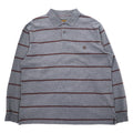 Timberland anni '90, polo a maniche lunghe, maglia da rugby, taglia L, grigio a righe, cotone, logo ricamato.