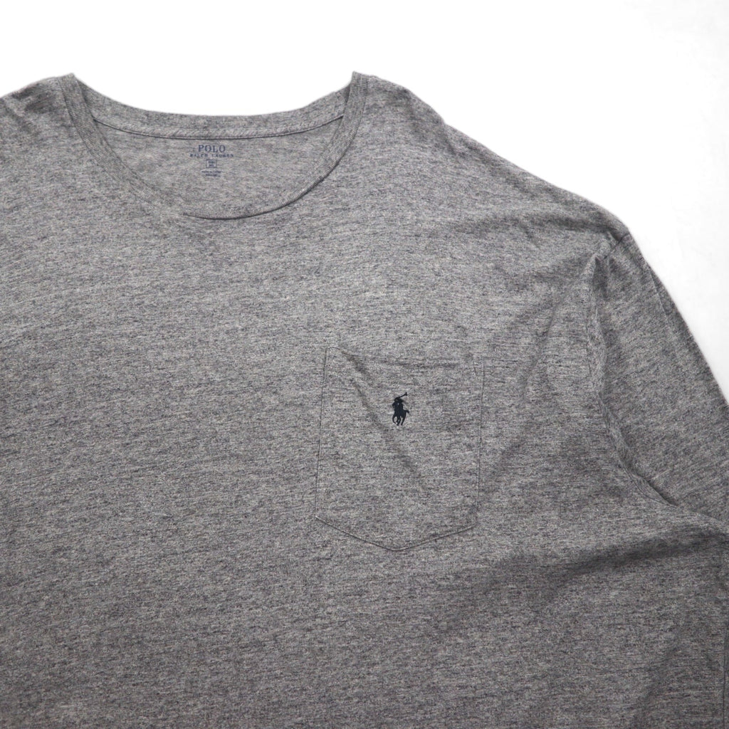 Polo Ralph Lauren ビッグサイズ 長袖Tシャツ ロンT 4XL グレー 胸ポケット スモールポニー刺繡