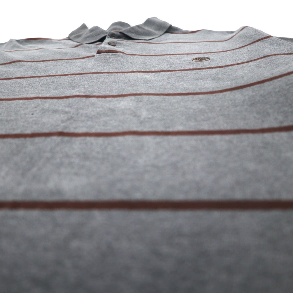 Timberland anni '90, polo a maniche lunghe, maglia da rugby, taglia L, grigio a righe, cotone, logo ricamato.