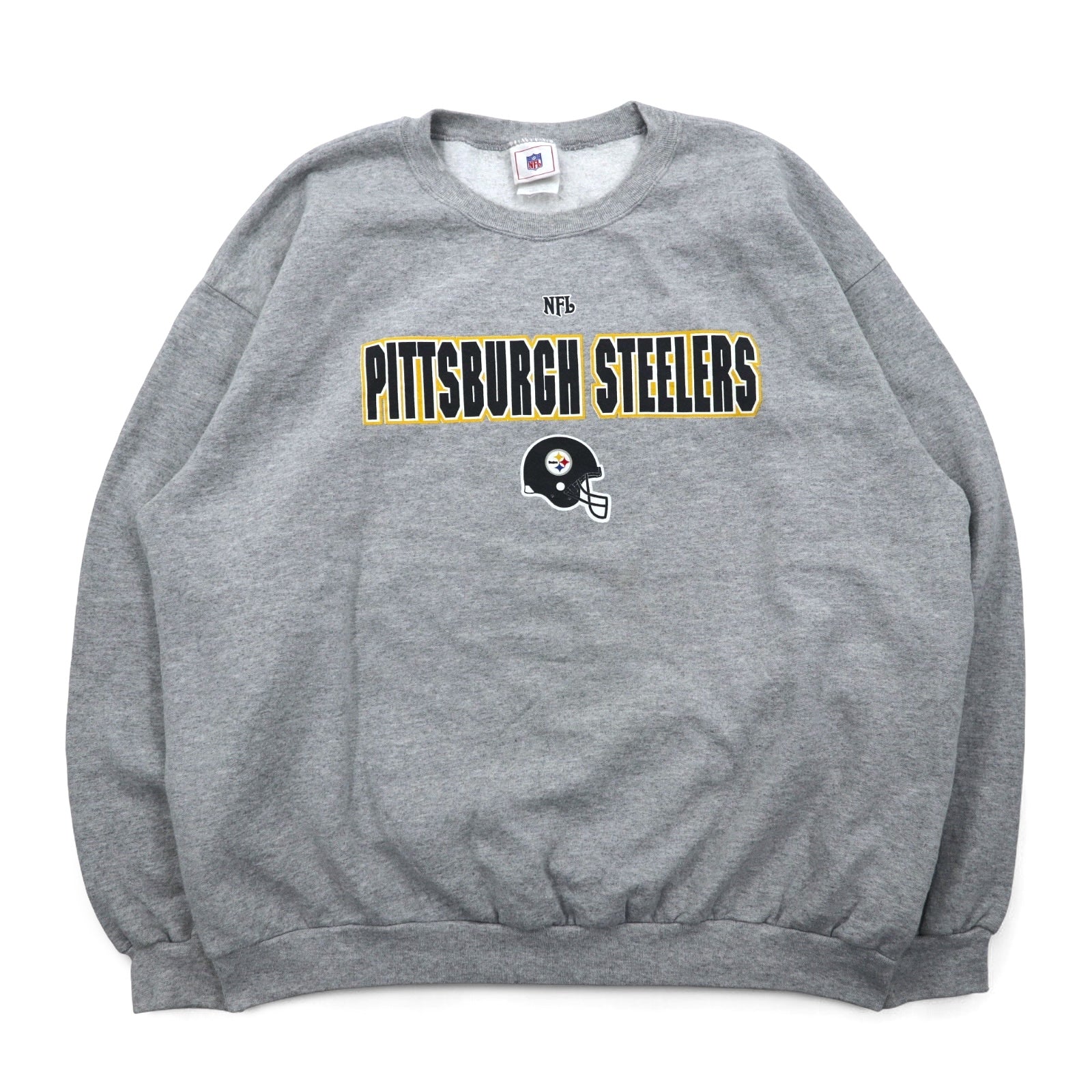 NFL Anni '90 Felpa girocollo XL Grigia Stampa PITTSBURGH STEELERS Made in Mexico