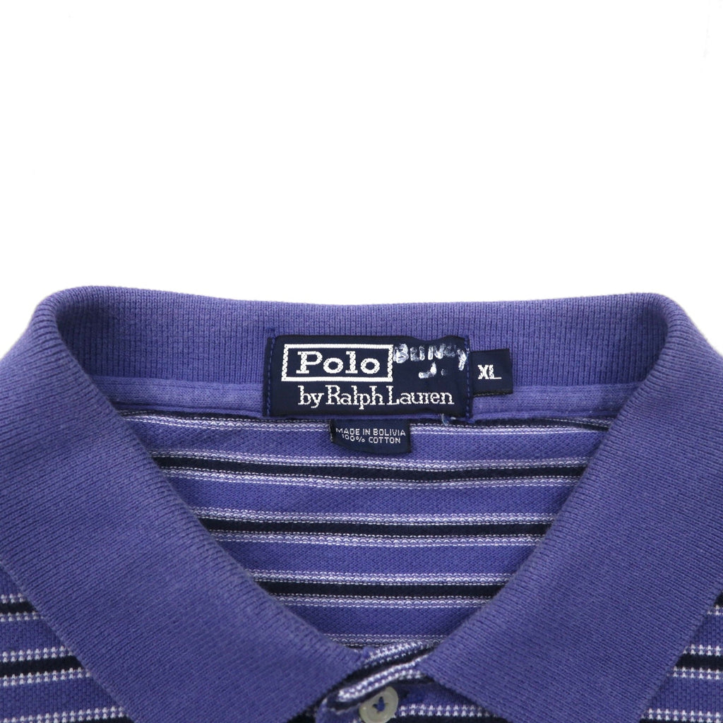 Polo by Ralph Lauren anni '90, polo a righe, XL, blu, cotone piqué, ricamo small pony