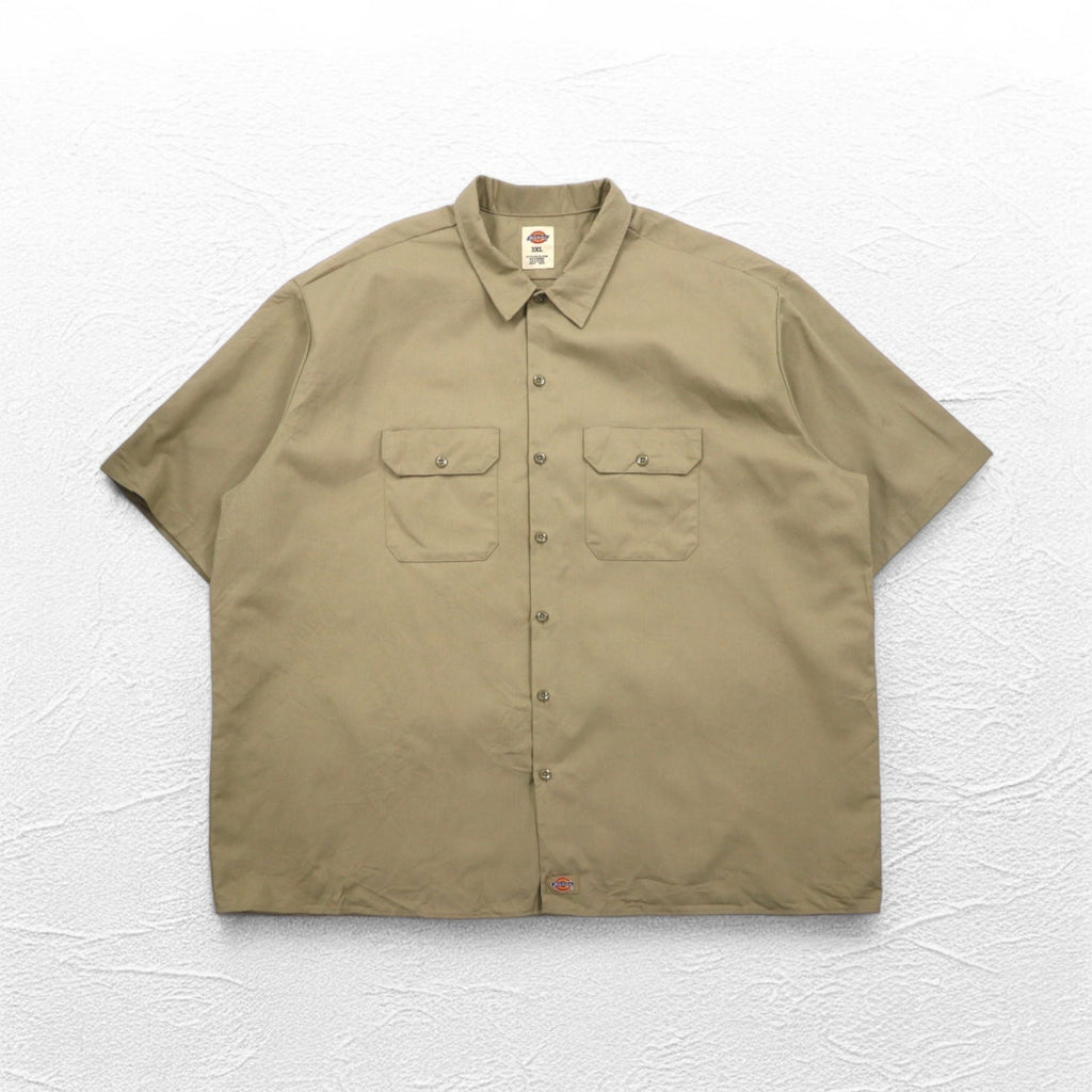 Dickies Camicia da lavoro in chino a maniche corte 3XL Beige Taschino sul petto Taglia grande Made in Honduras