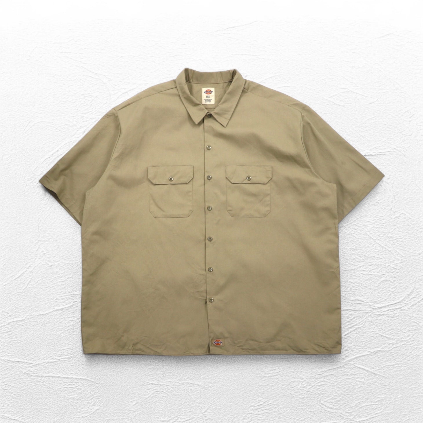 Dickies Camicia da lavoro in chino a maniche corte 3XL Beige Taschino sul petto Taglia grande Made in Honduras