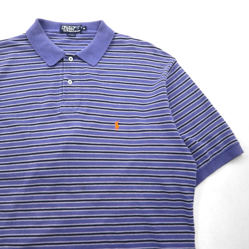 Polo by Ralph Lauren anni '90, polo a righe, XL, blu, cotone piqué, ricamo small pony