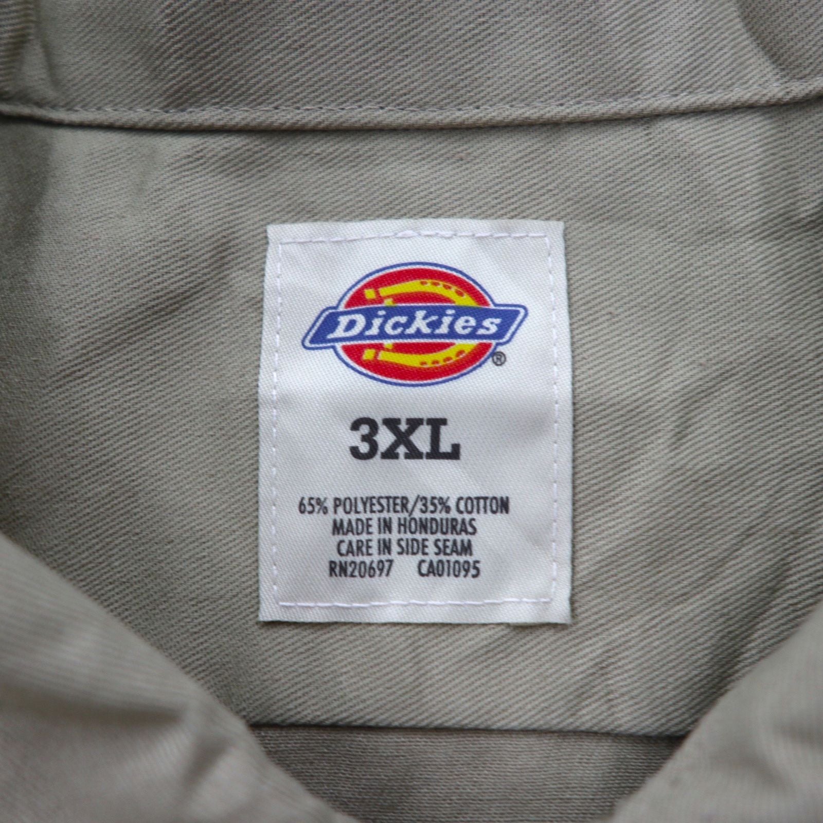 Dickies Camicia da lavoro in chino a maniche corte 3XL Beige Taschino sul petto Taglia grande Made in Honduras