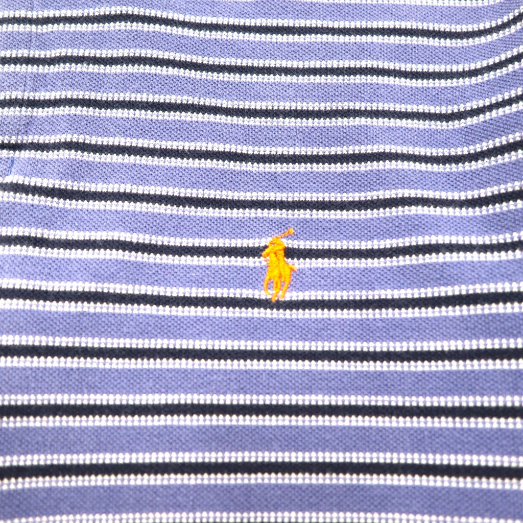 Polo by Ralph Lauren anni '90, polo a righe, XL, blu, cotone piqué, ricamo small pony