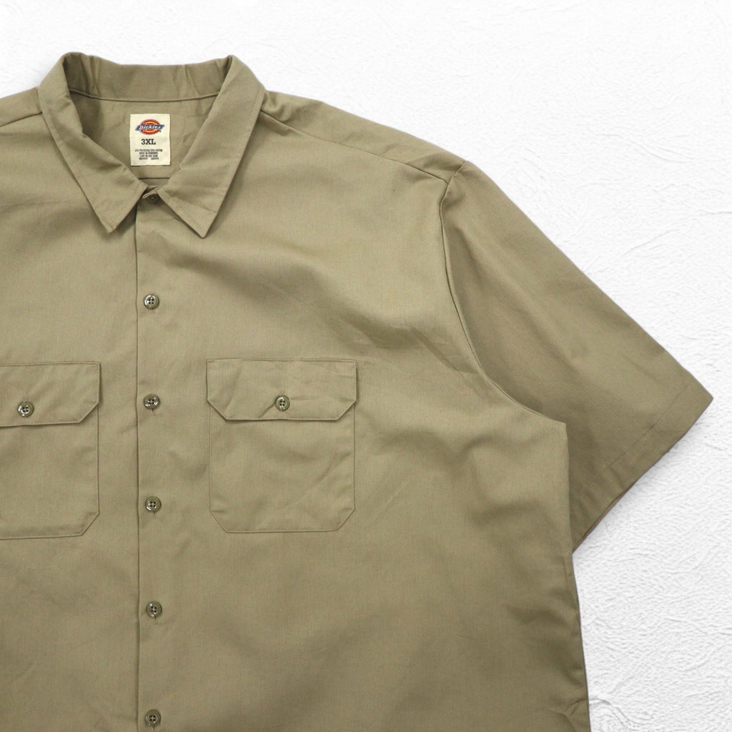 Dickies Camicia da lavoro in chino a maniche corte 3XL Beige Taschino sul petto Taglia grande Made in Honduras