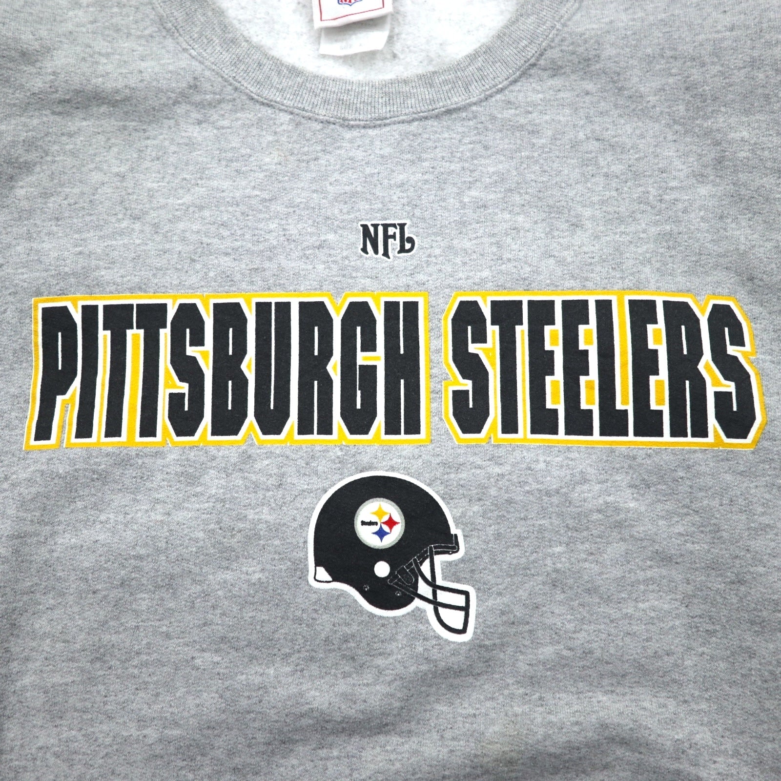 NFL Anni '90 Felpa girocollo XL Grigia Stampa PITTSBURGH STEELERS Made in Mexico