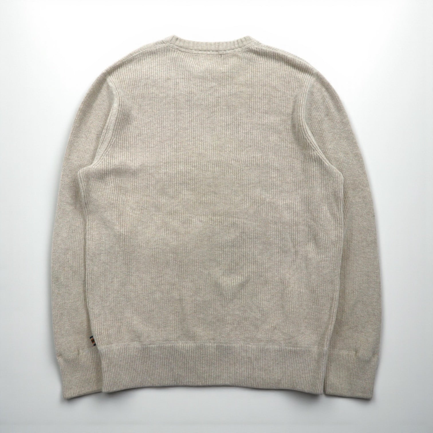 Eddie Bauer クルーネック 前V ニット セーター M ベージュ コットン 3823