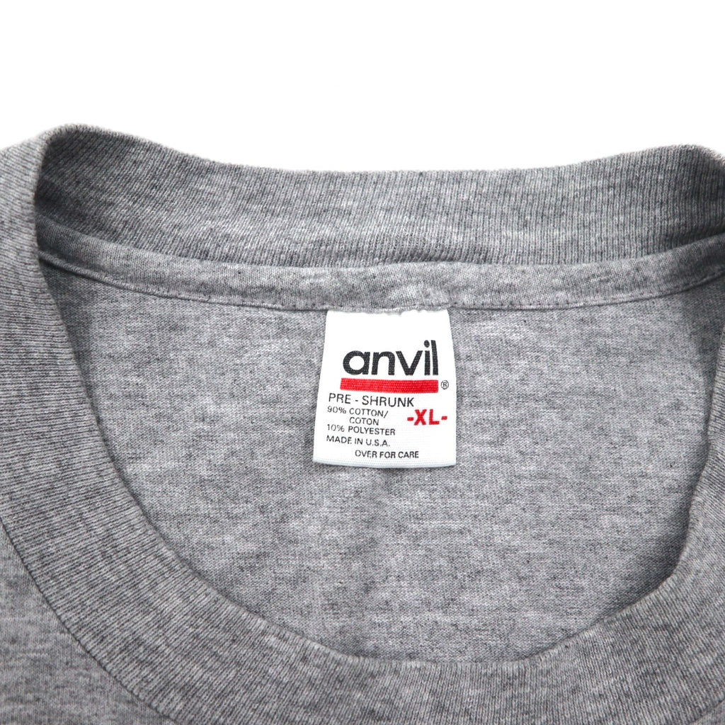 anvil 90年代 USA製 シングルステッチ Tシャツ XL グレー MINESOTA 両面 アニマル プリント オオカミ
