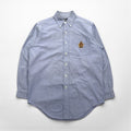 Polo Ralph Lauren 90年代 オックスフォード ボタンダウン シャツ M ブルー 胸ポケット エンブレム