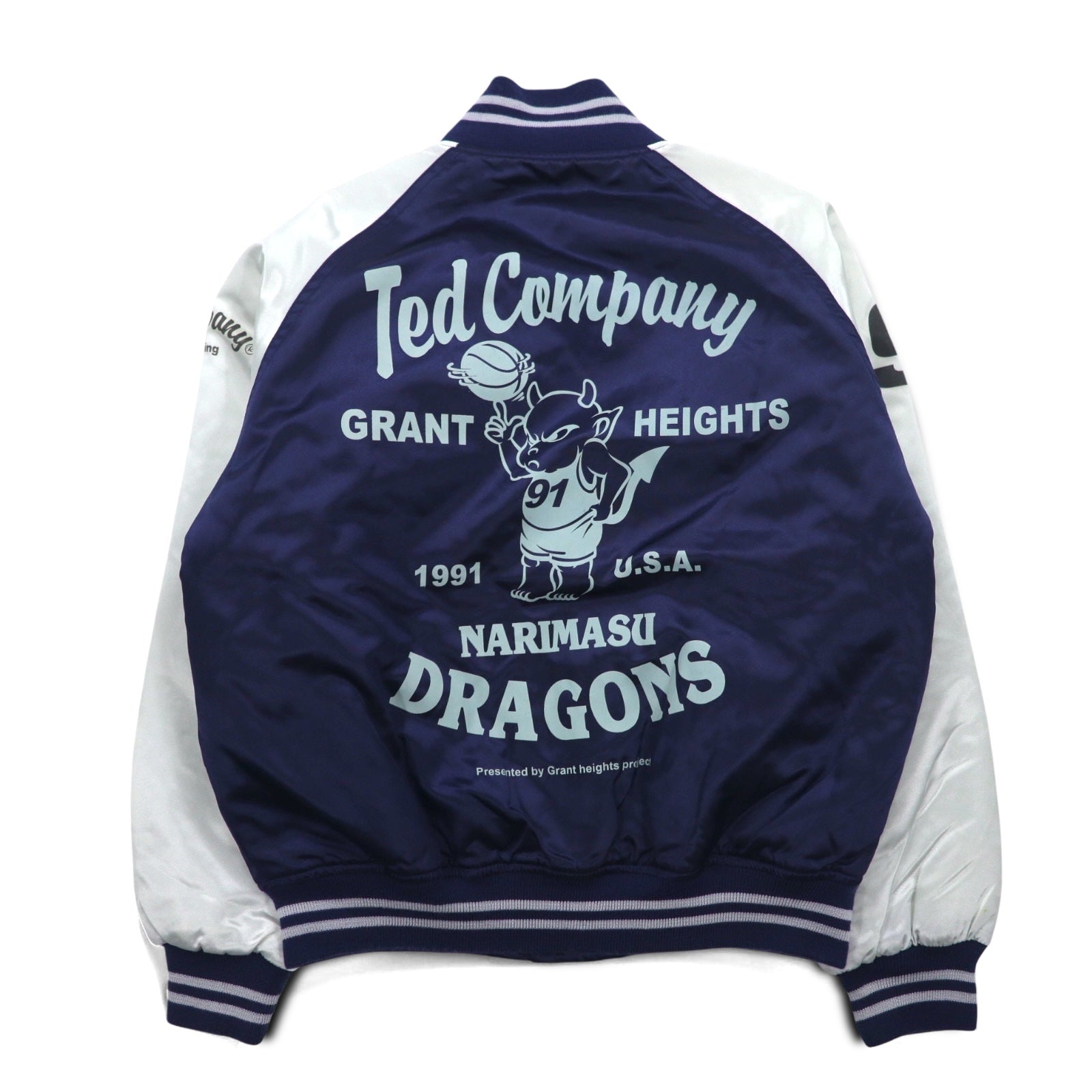 Ted Company ナイロン スタジャン S ネイビー 両面プリント キルティングライナー NARIMASU DRAGONS