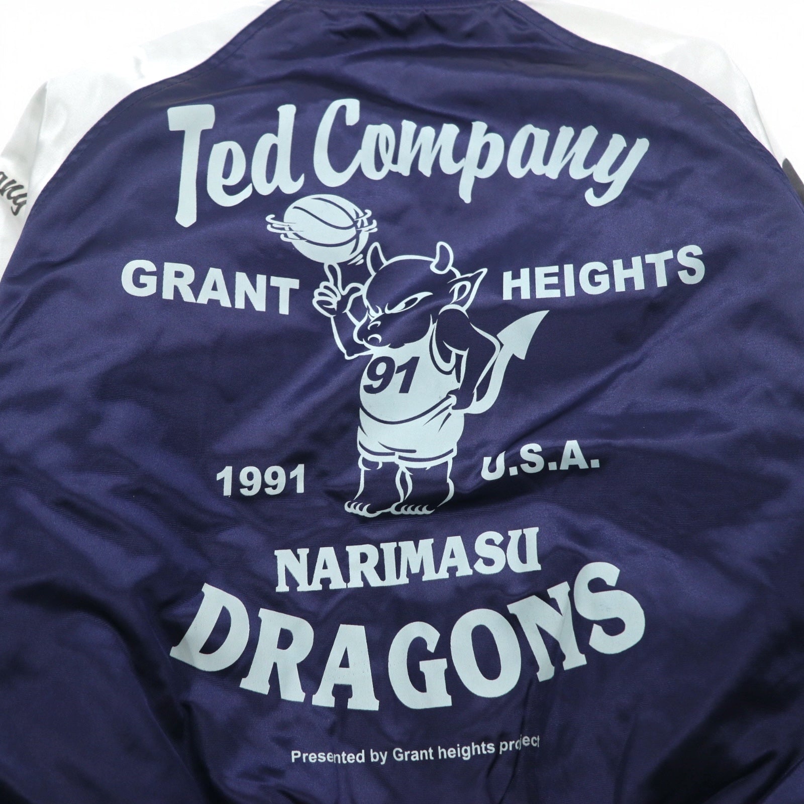 Ted Company ナイロン スタジャン S ネイビー 両面プリント キルティングライナー NARIMASU DRAGONS