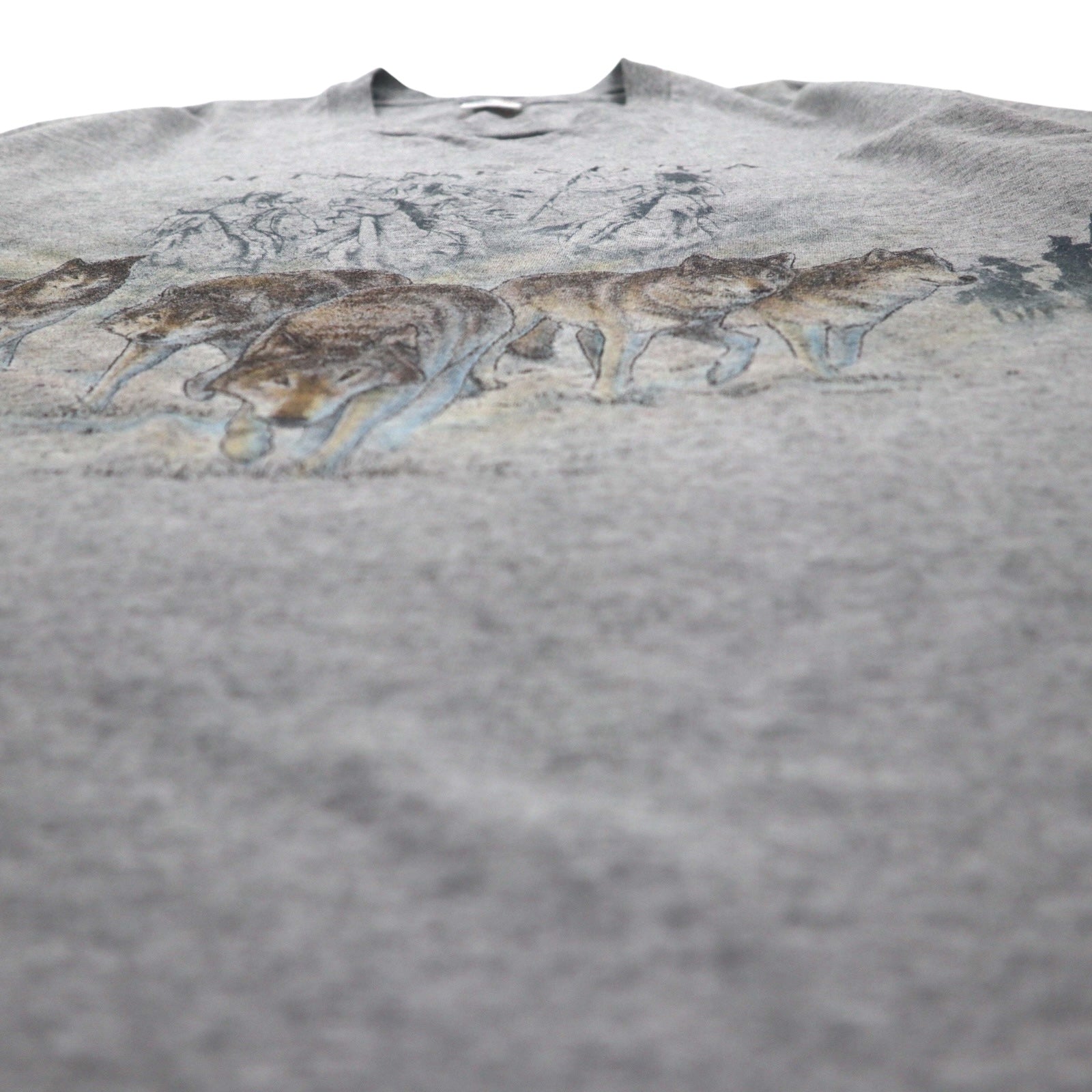 T-shirt Anvil anni '90, made in USA, cucitura singola, XL, grigia, MINNESOTA, stampa animale fronte-retro, lupo