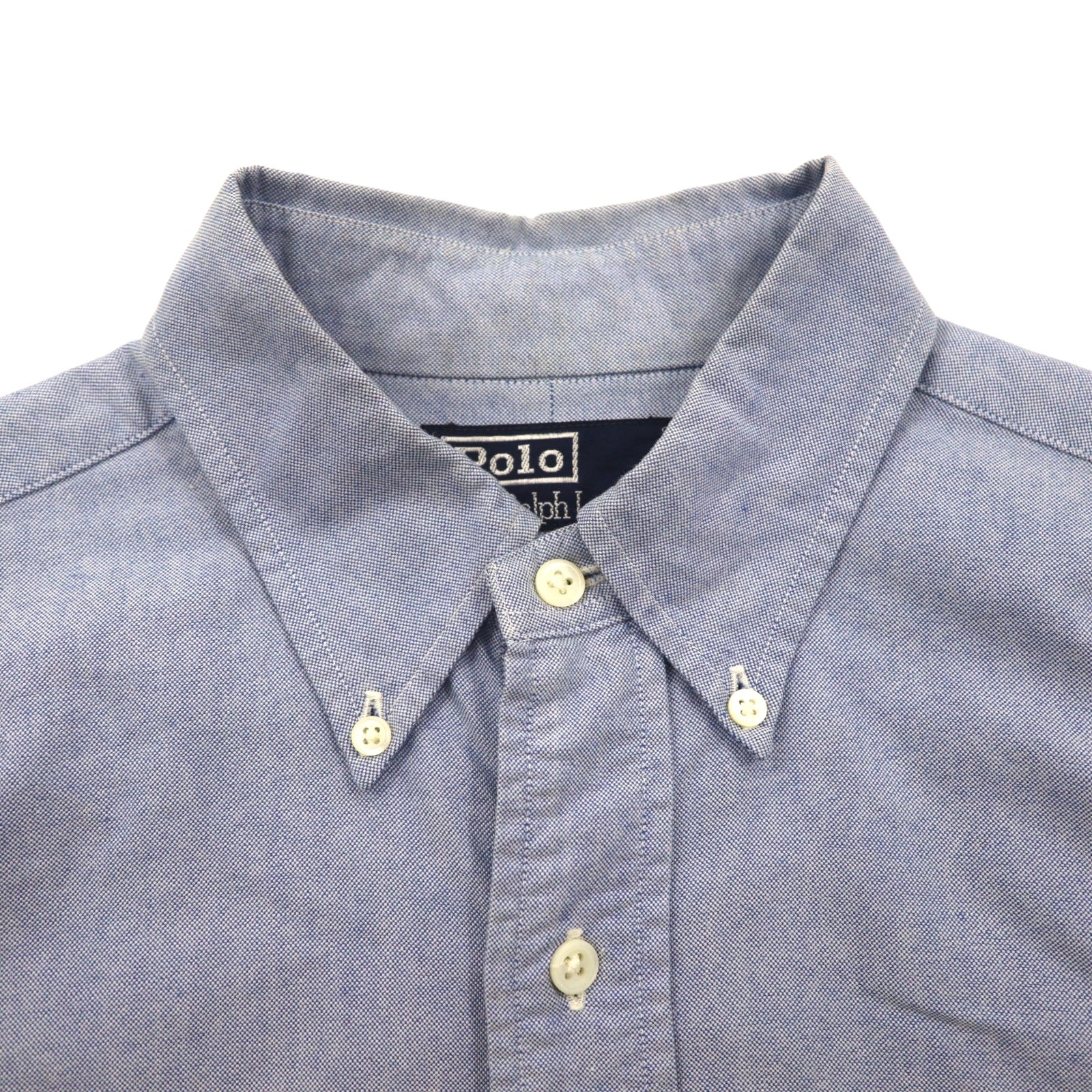 Polo Ralph Lauren 90年代 オックスフォード ボタンダウン シャツ M ブルー 胸ポケット エンブレム