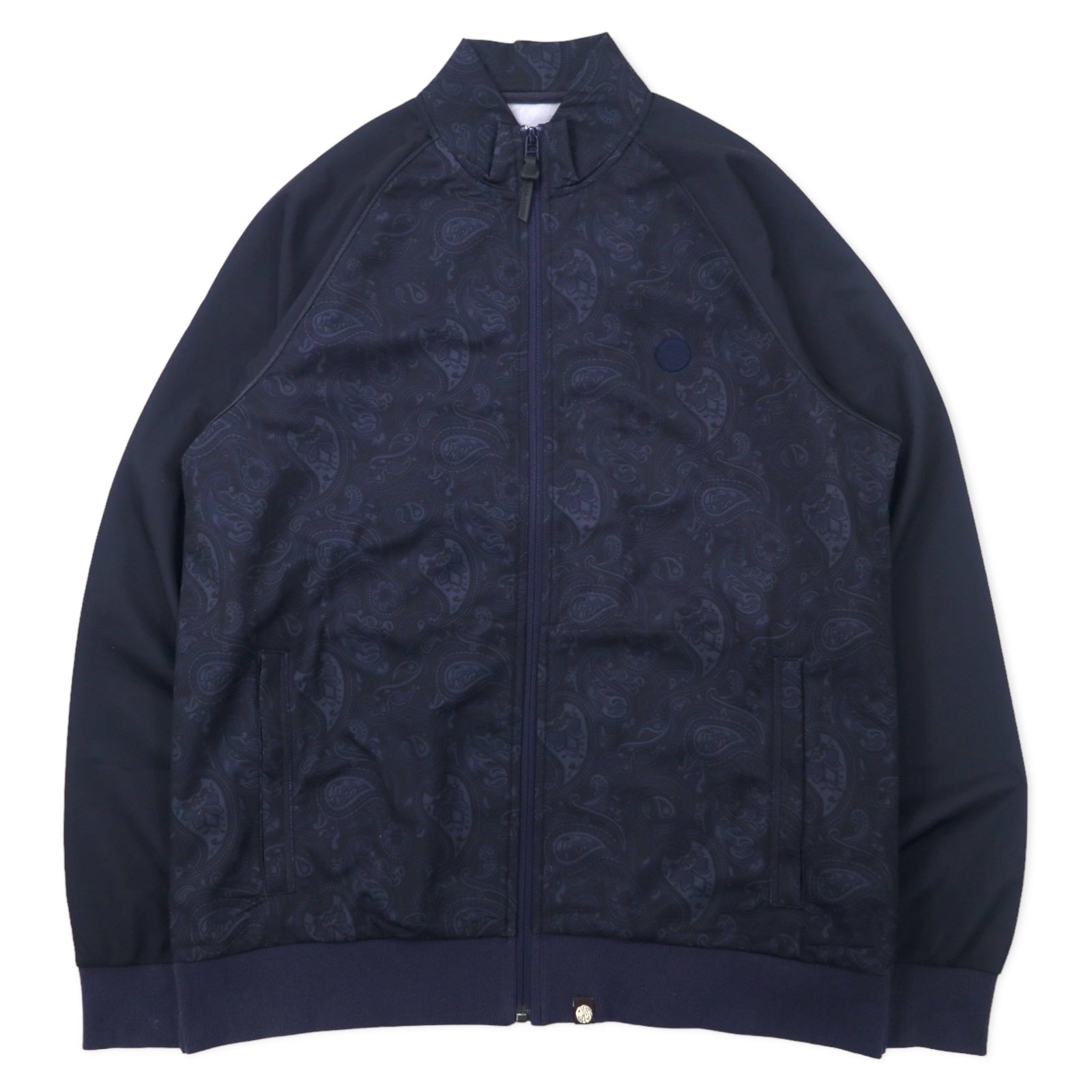 PRETTY GREEN Giacca sportiva con stampa paisley, taglia 4, blu navy, poliestere, logo discreto