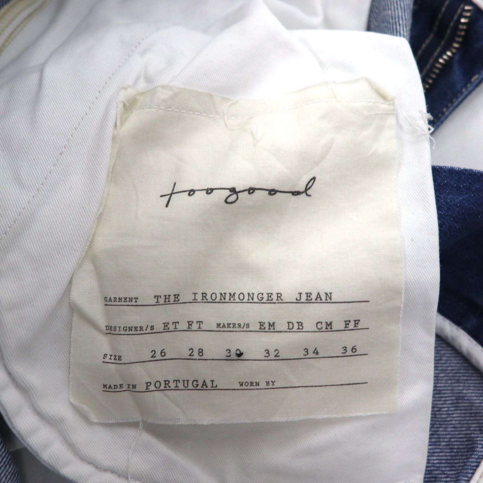 toogood Jeans in denim organico M indaco blu THE IRONMONGER JEAN Made in Portogallo