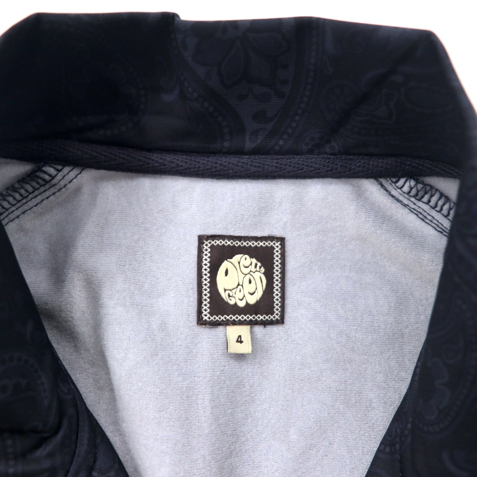 PRETTY GREEN Giacca sportiva con stampa paisley, taglia 4, blu navy, poliestere, logo discreto