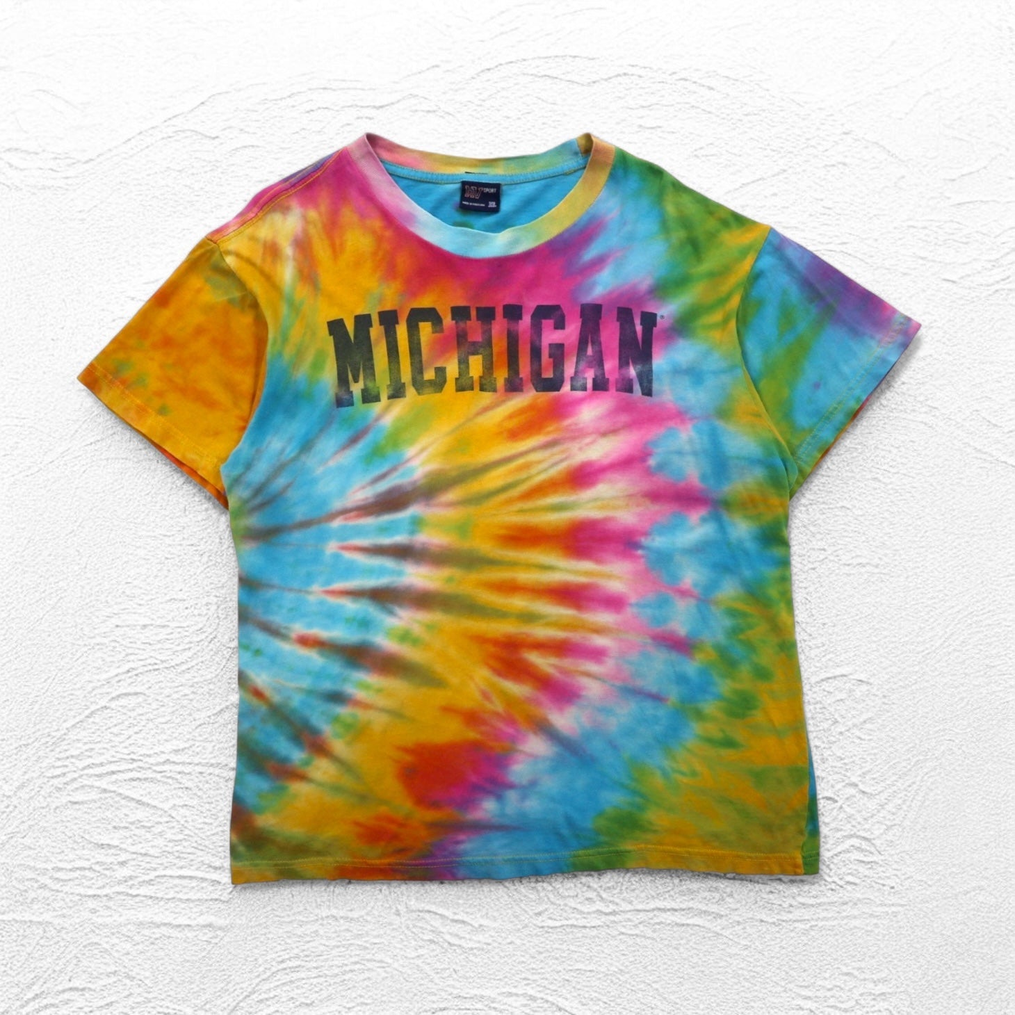 T-shirt college MV SPORT tie-dye XL multicolore cotone Made in Pakistan
