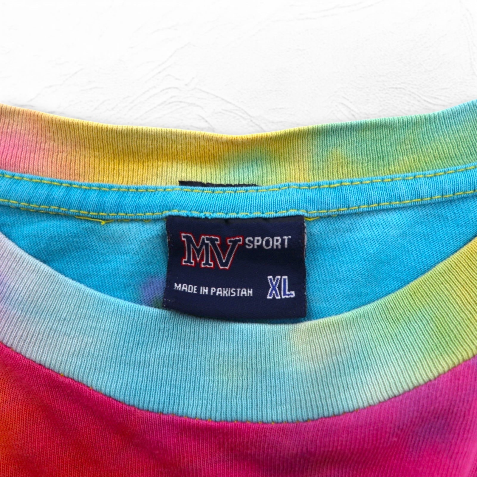 T-shirt college MV SPORT tie-dye XL multicolore cotone Made in Pakistan