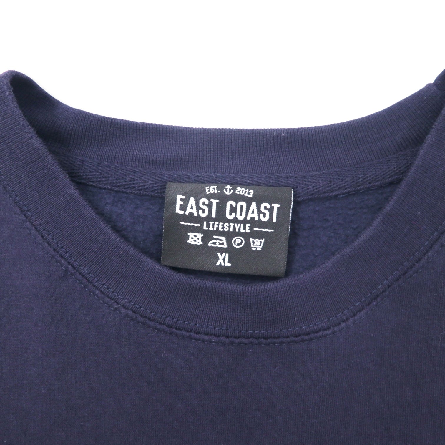 Felpa EAST COAST con stampa ancora, taglia XL, blu navy, cotone, interno felpato, oversize