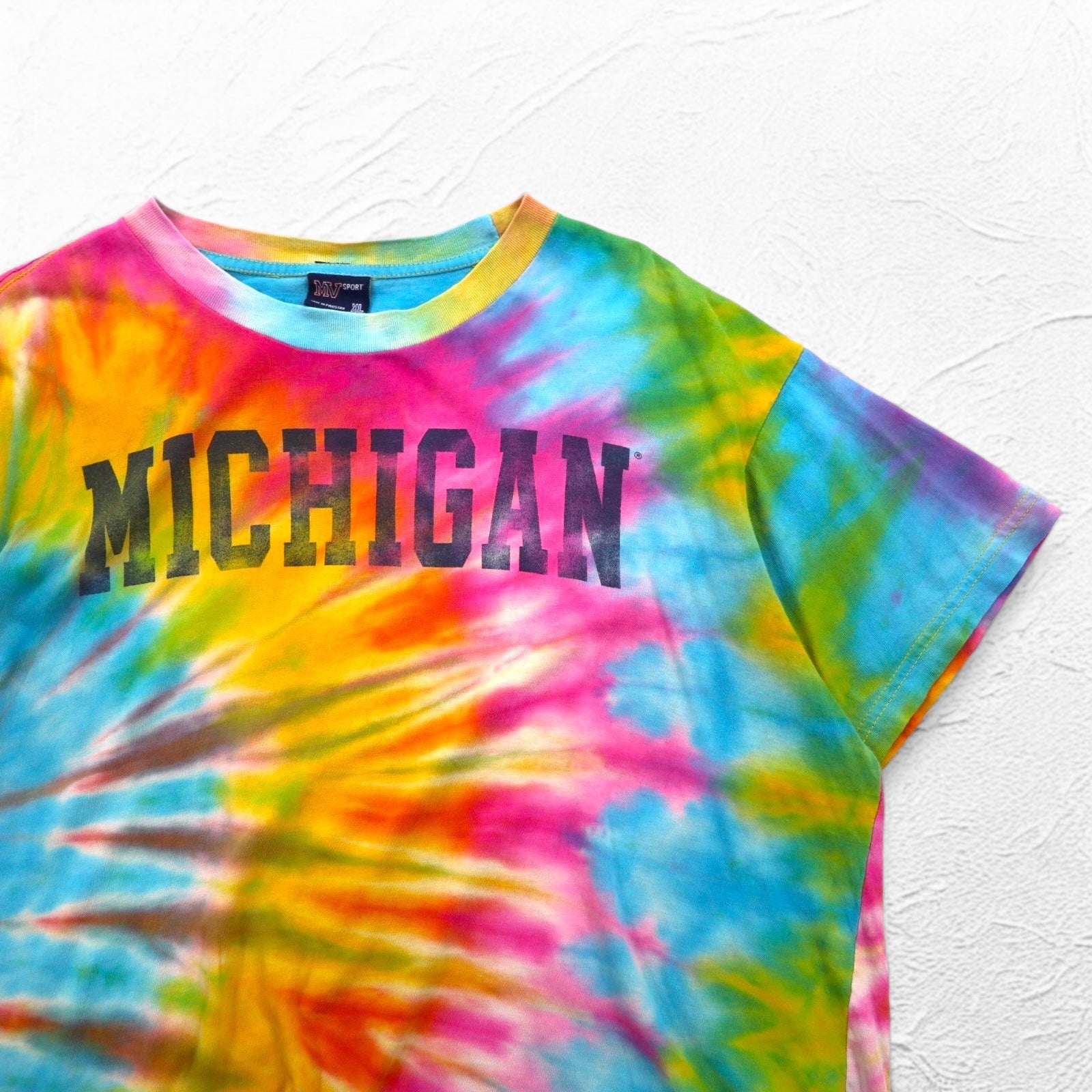 T-shirt college MV SPORT tie-dye XL multicolore cotone Made in Pakistan
