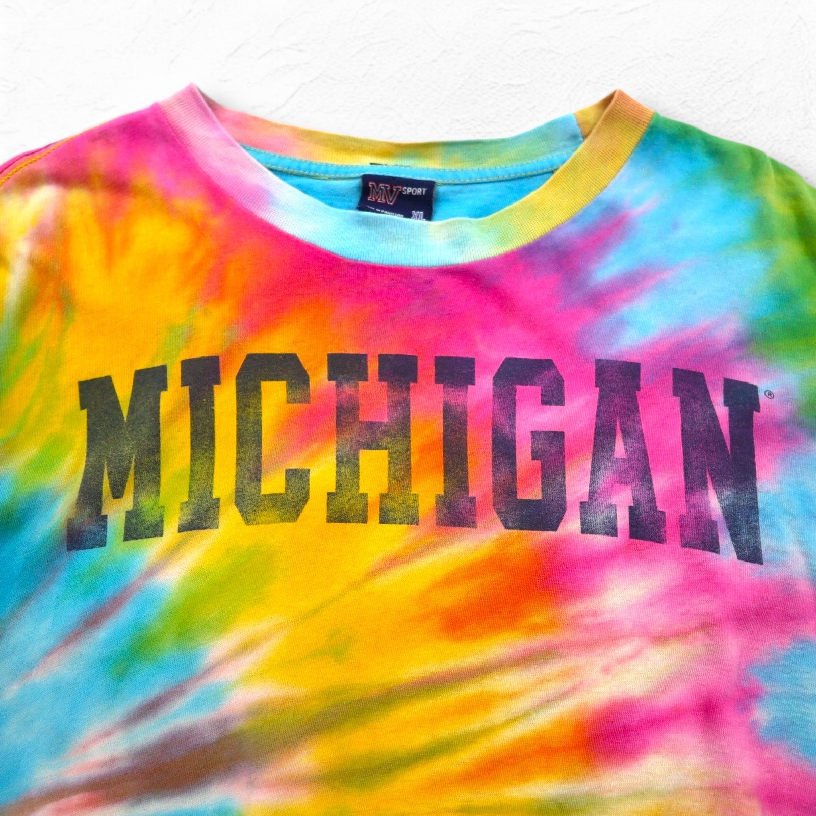 T-shirt college MV SPORT tie-dye XL multicolore cotone Made in Pakistan