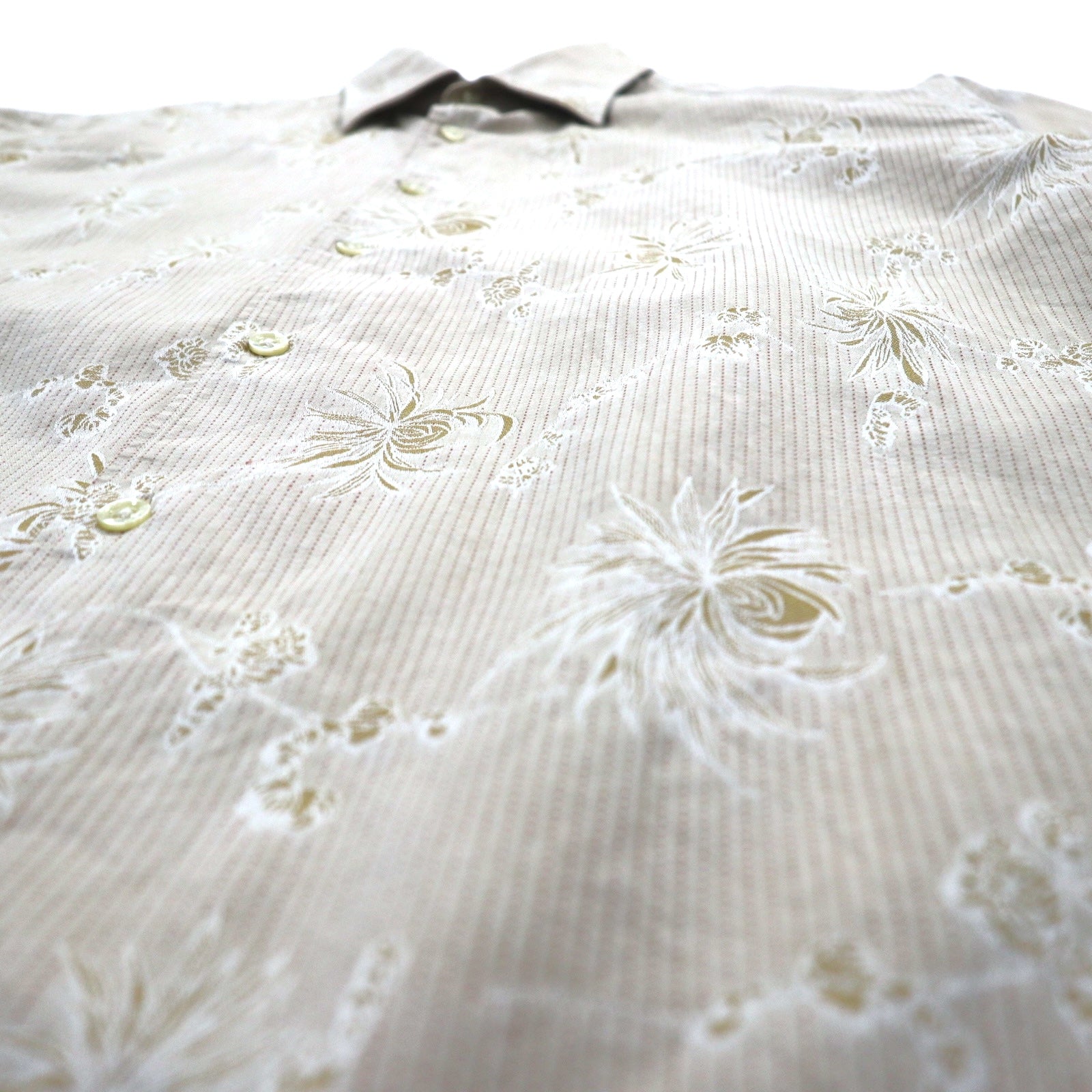 KENZO Camicia a fiori XL Beige Cotone Stampa all-over Vestibilità comoda