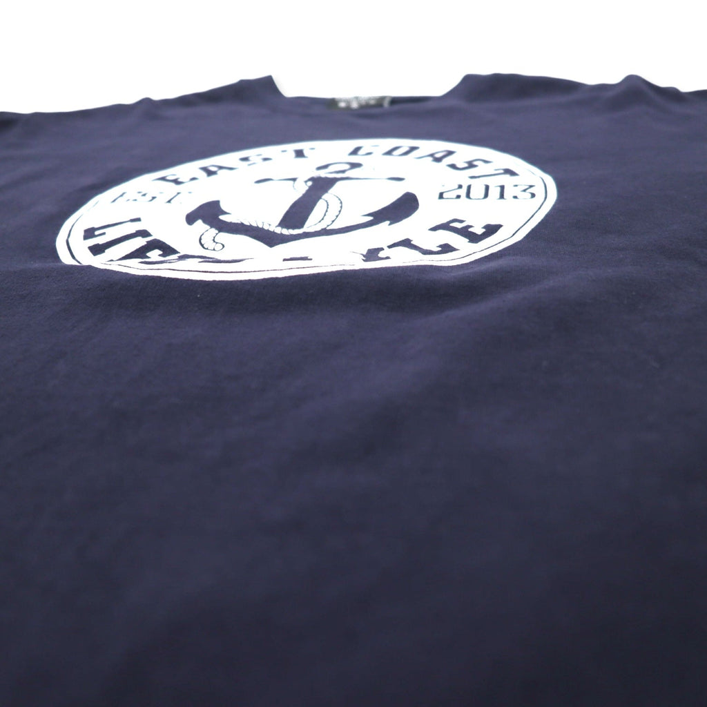 Felpa EAST COAST con stampa ancora, taglia XL, blu navy, cotone, interno felpato, oversize