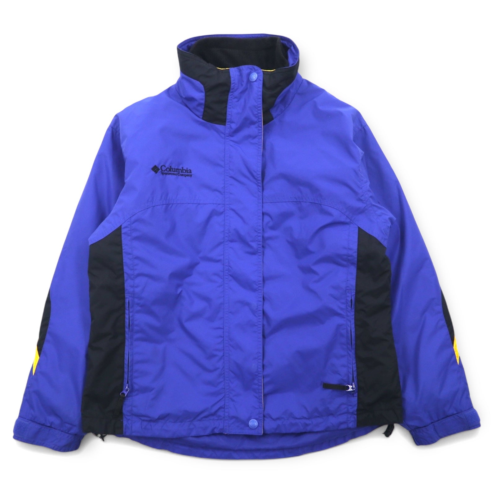 Columbia anni '90 3WAY Giacca a Vento M Blu Nero Nylon Fodera in Pile Coulisse con Zip-in-Zip
