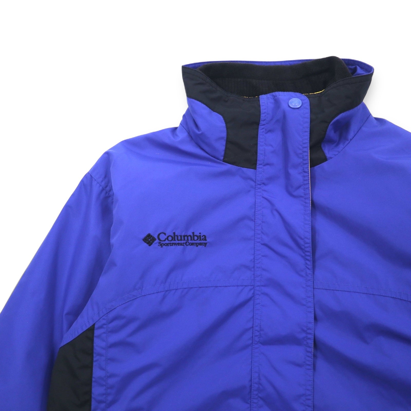 Columbia anni '90 3WAY Giacca a Vento M Blu Nero Nylon Fodera in Pile Coulisse con Zip-in-Zip