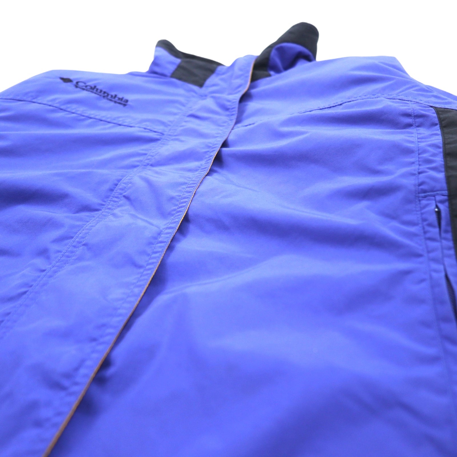 Columbia anni '90 3WAY Giacca a Vento M Blu Nero Nylon Fodera in Pile Coulisse con Zip-in-Zip