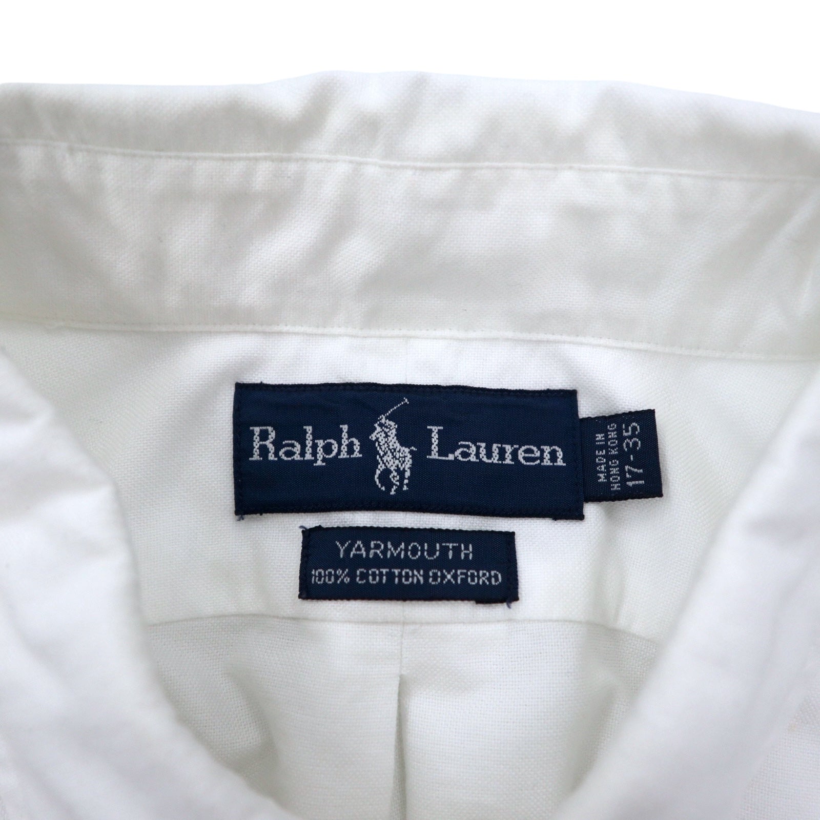 RALPH LAUREN anni '90, camicia button-down Oxford, taglia XL, bianca, in cotone, modello YARMOUTH, con ricamo piccolo pony.
