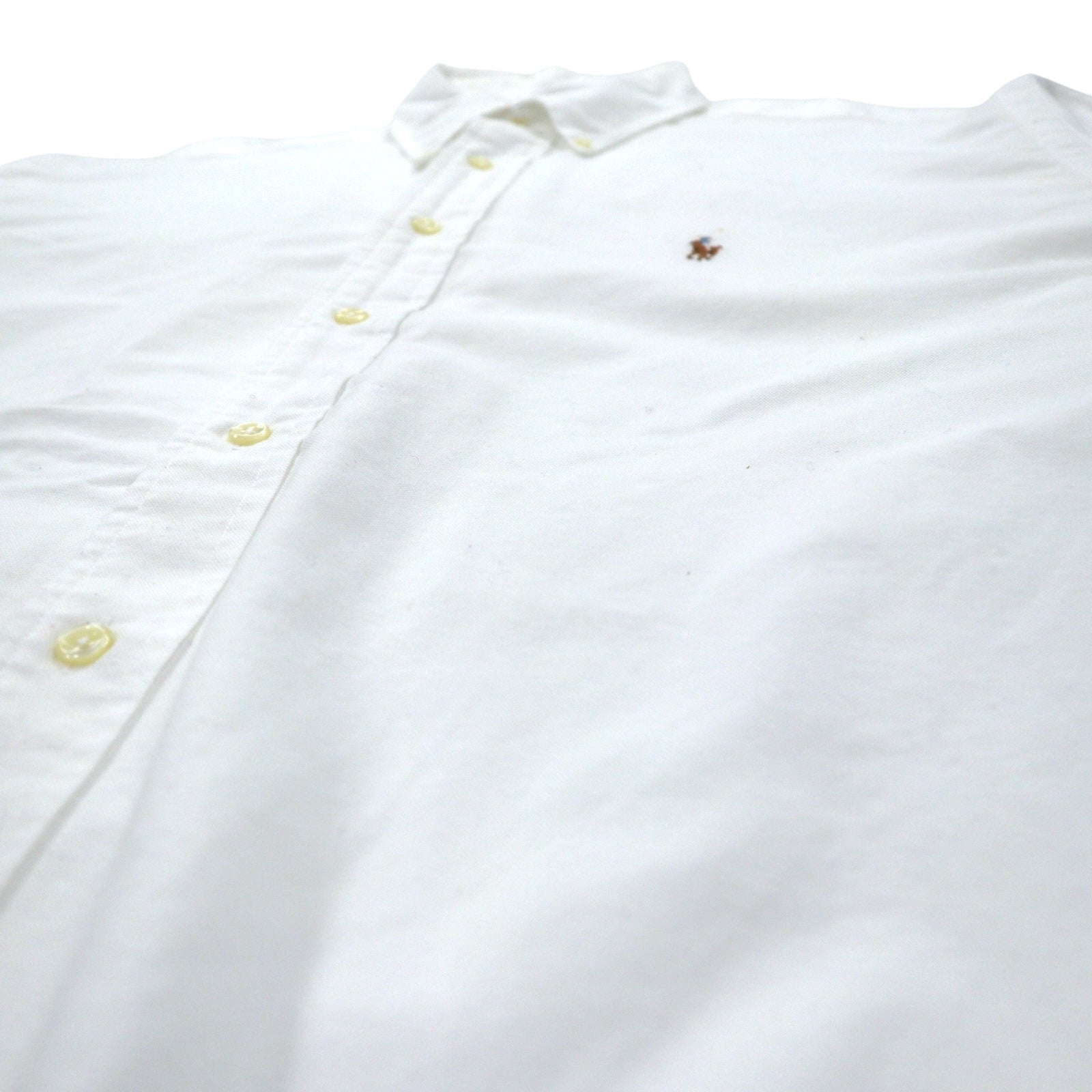 RALPH LAUREN anni '90, camicia button-down Oxford, taglia XL, bianca, in cotone, modello YARMOUTH, con ricamo piccolo pony.