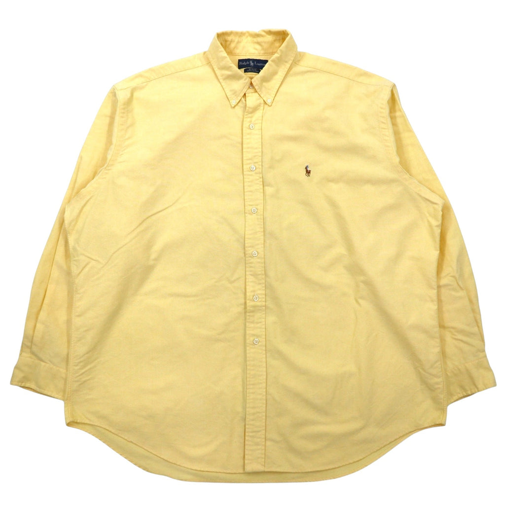 RALPH LAUREN anni '90, camicia button-down Oxford, XXL, gialla, cotone, BLAKE, piccolo pony ricamato.