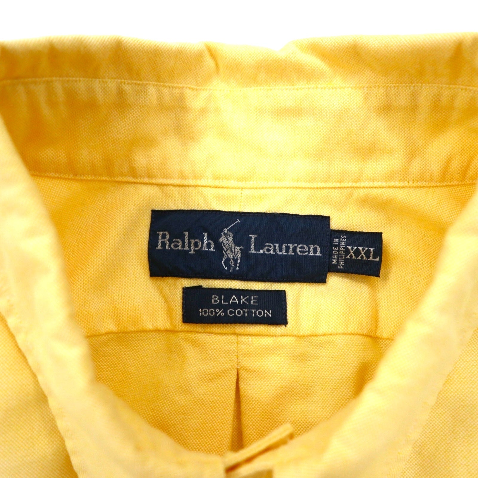 RALPH LAUREN anni '90, camicia button-down Oxford, XXL, gialla, cotone, BLAKE, piccolo pony ricamato.