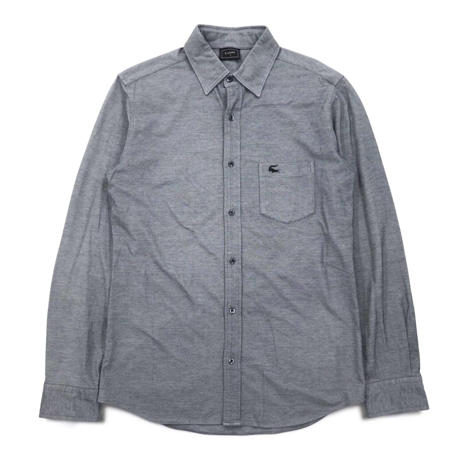 LACOSTE Polo elasticizzata S grigia in cotone con logo a punto singolo KH043C Made in Japan