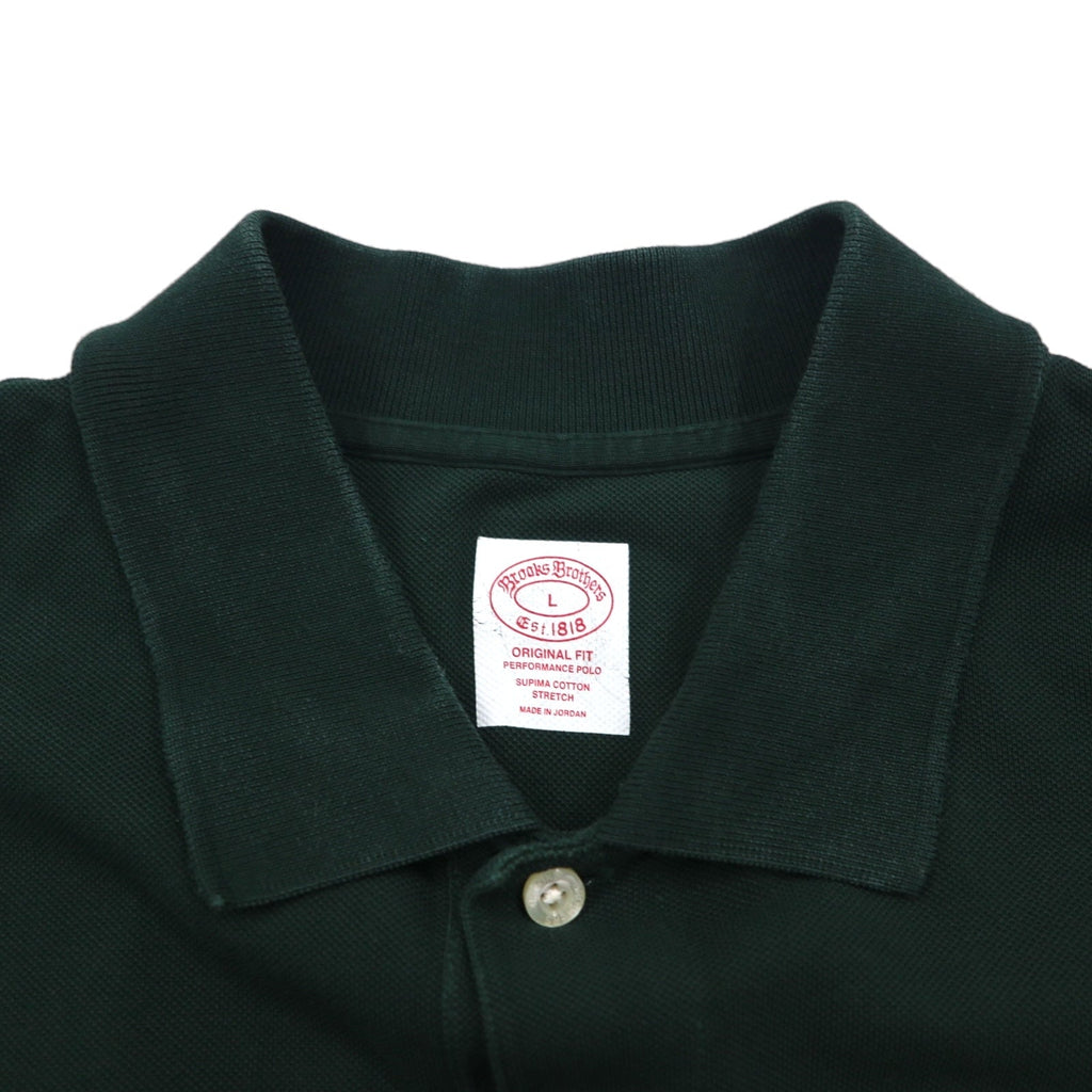 Brooks Brothers スーピマコットン ポロシャツ L グリーン ストレッチ ワンポイントロゴ刺繍