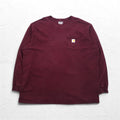 Carhartt T-shirt a maniche lunghe con taschino, taglia 3XL, bordeaux, oversize, battaglia dell'Honduras