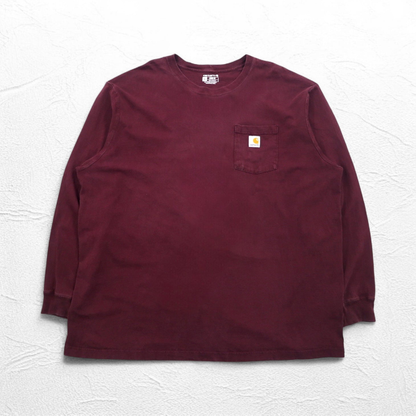 Carhartt T-shirt a maniche lunghe con taschino, taglia 3XL, bordeaux, oversize, battaglia dell'Honduras