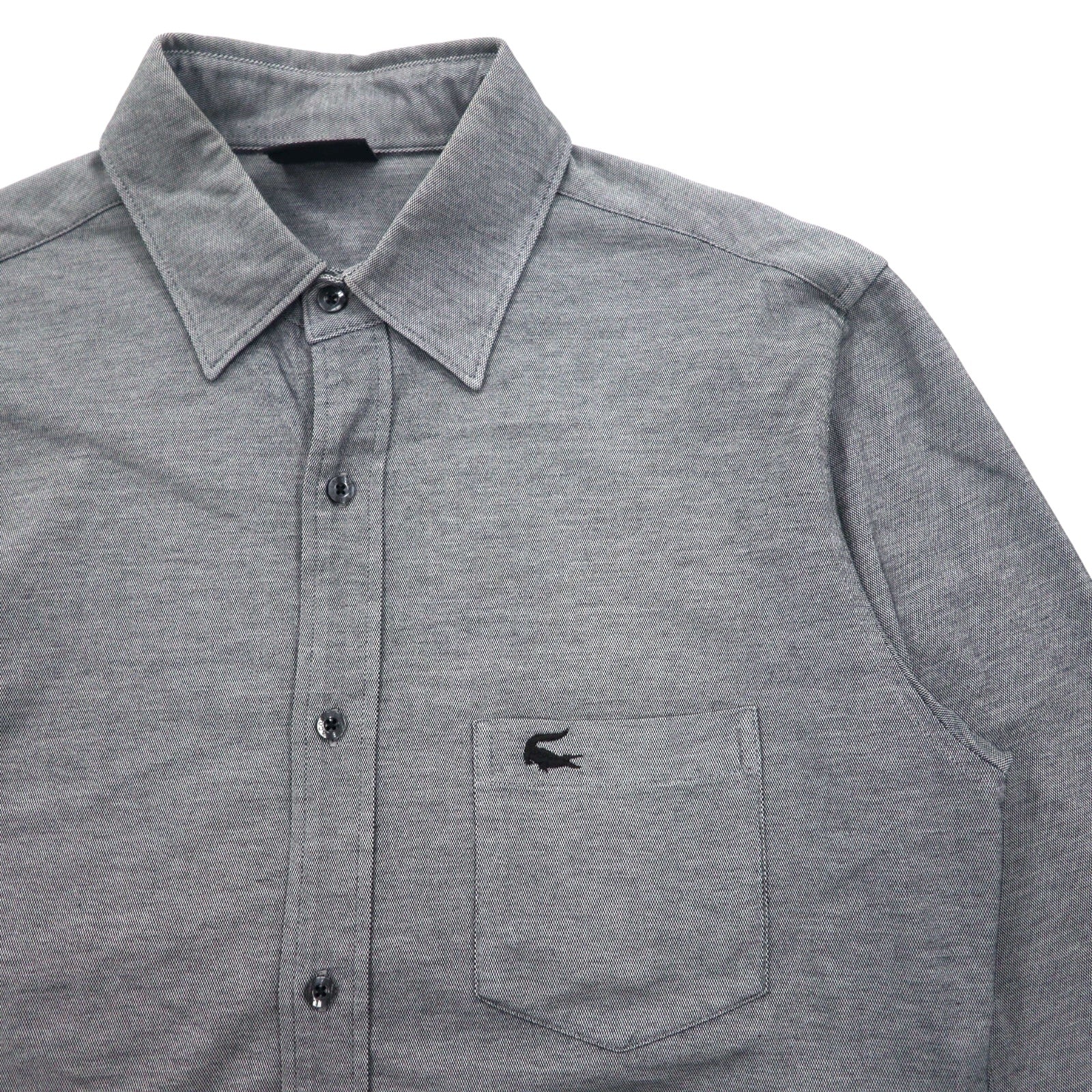 LACOSTE Polo elasticizzata S grigia in cotone con logo a punto singolo KH043C Made in Japan