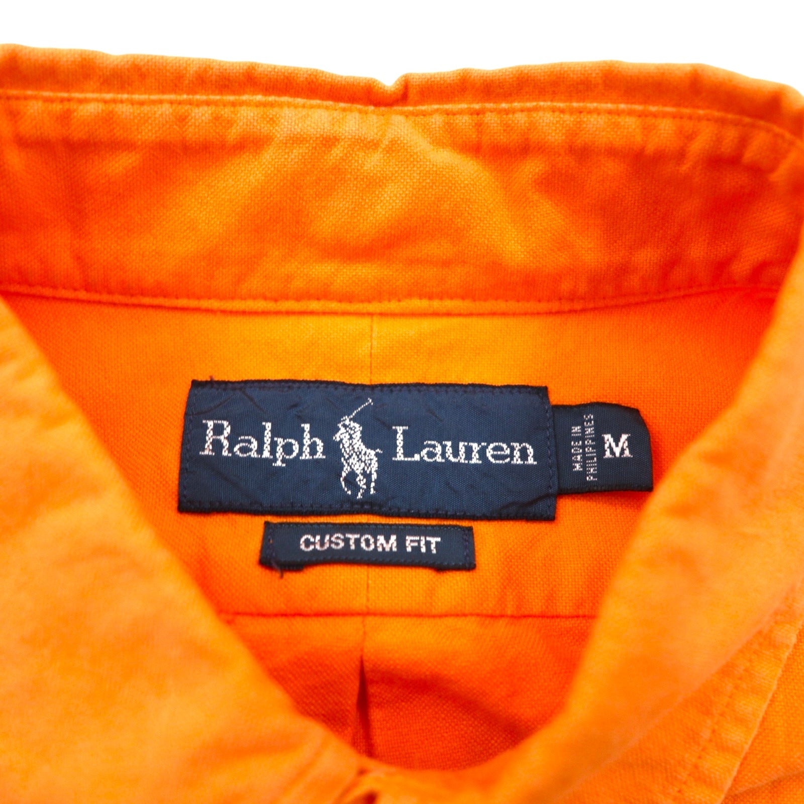 Ralph Lauren 90年代 オックスフォード ボタンダウン シャツ M オレンジ CUSTOM FIT 胸ポケット スモールポニー刺繡