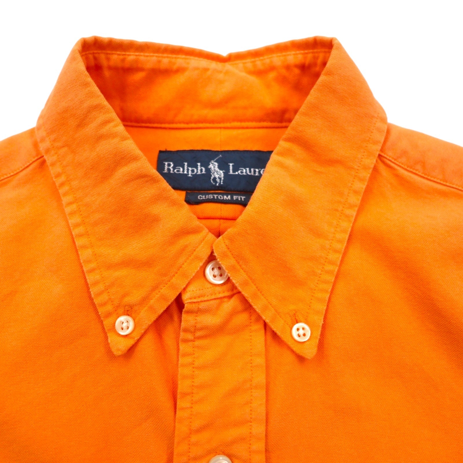 Ralph Lauren 90年代 オックスフォード ボタンダウン シャツ M オレンジ CUSTOM FIT 胸ポケット スモールポニー刺繡