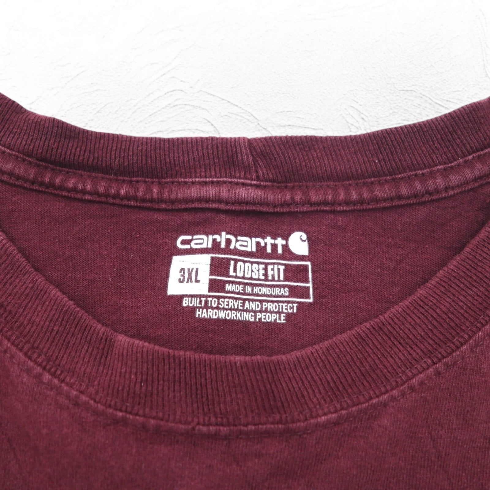 Carhartt T-shirt a maniche lunghe con taschino, taglia 3XL, bordeaux, oversize, battaglia dell'Honduras