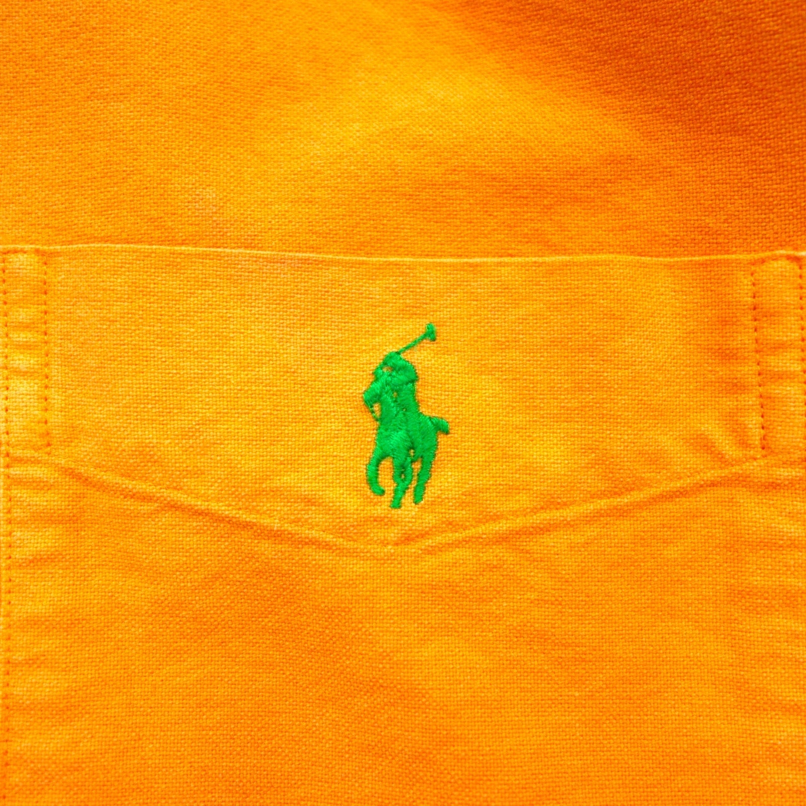 Ralph Lauren 90年代 オックスフォード ボタンダウン シャツ M オレンジ CUSTOM FIT 胸ポケット スモールポニー刺繡