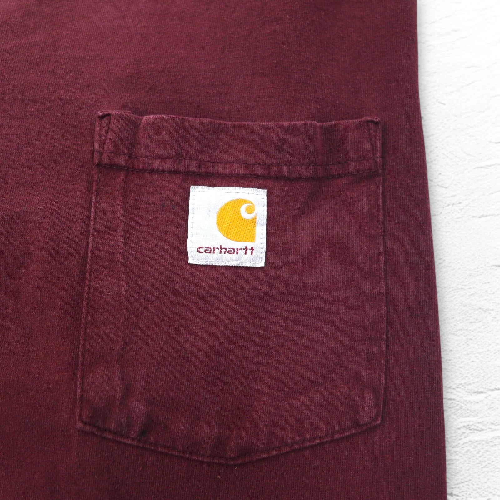 Carhartt T-shirt a maniche lunghe con taschino, taglia 3XL, bordeaux, oversize, battaglia dell'Honduras