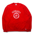 Maglietta di cotone RUSSELL ATHLETIC, anni '90, made in USA, stampa universitaria, taglia XL, rossa, felpata NEBRASKA