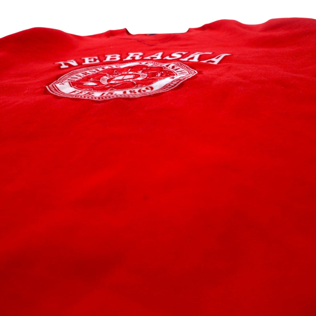 Maglietta di cotone RUSSELL ATHLETIC, anni '90, made in USA, stampa universitaria, taglia XL, rossa, felpata NEBRASKA